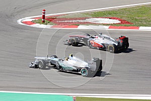 F1 Photo : Cars : Hamilton vs Button - Stock Photo